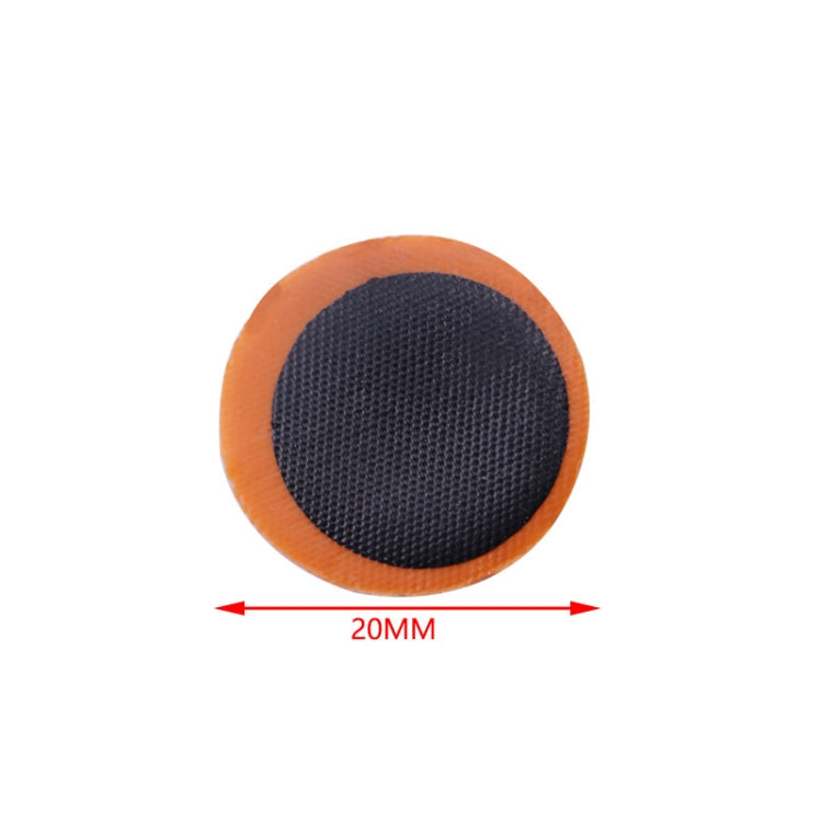 Single round tire repair patch, dark center with orange edge, 20 mm