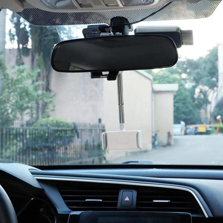 Car rearview mirror phone bracket mount with white holder clips, no phone