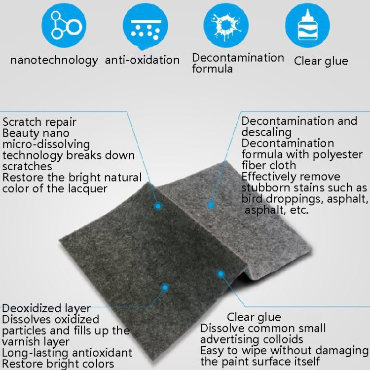 Gray felt car scratch repair cloth with folded stack.