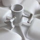 White cup holder tray clamp with screw bolts for umbrella pole attachment