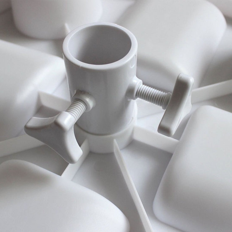 White cup holder tray clamp with screw bolts for umbrella pole attachment