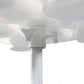 White umbrella pole clamp with cup-holder arms and tray mounting ring