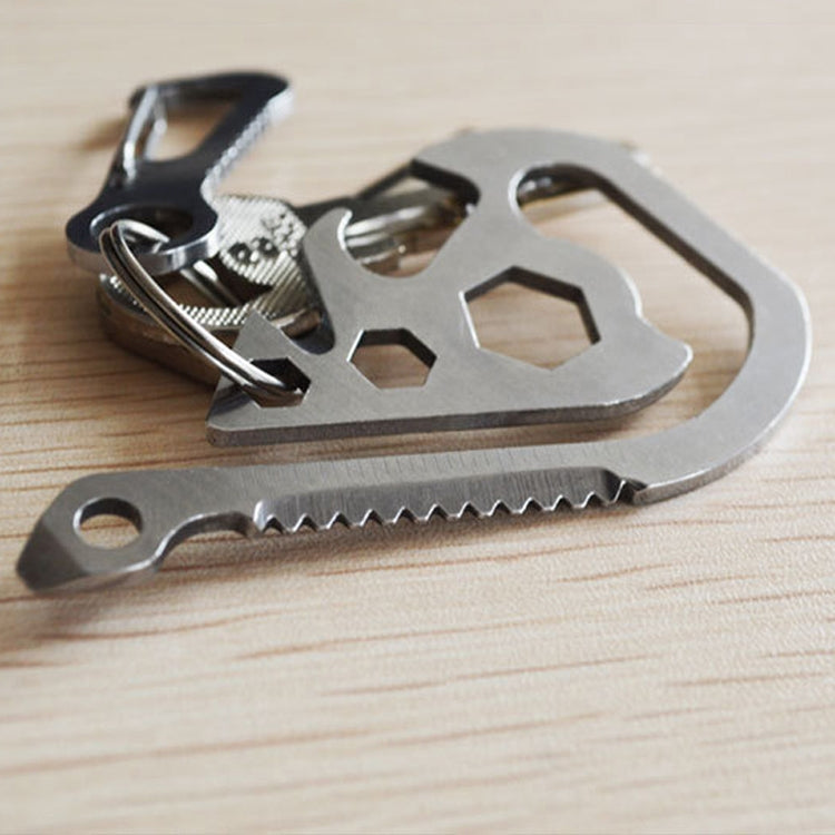 Metal emergency tool keychain with saw blade and keyring hole
