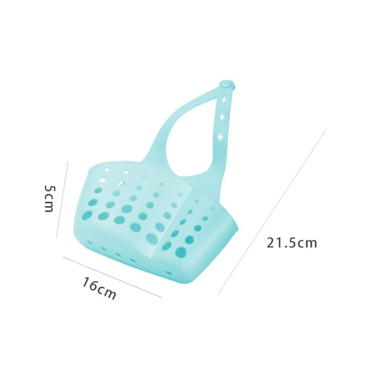 Adjustable snap-on sink storage hanging basket, light teal perforated drain tub