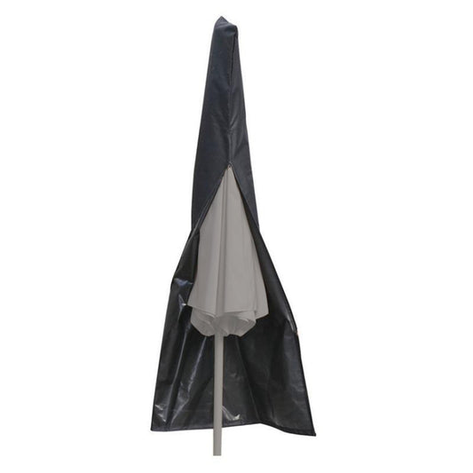 Waterproof parasol umbrella cover, dark fabric with inner vent panels