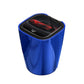 Blue car ashtray with hinged lid and push button, glossy finish compact cup