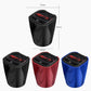 Car ashtray size chart showing black, red, and blue cups with hinged lids
