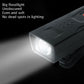 Black bicycle front lamp with wide white light lens