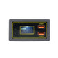 Dual USB car voltage display module with LCD reading and two orange USB ports (USB1/USB2)