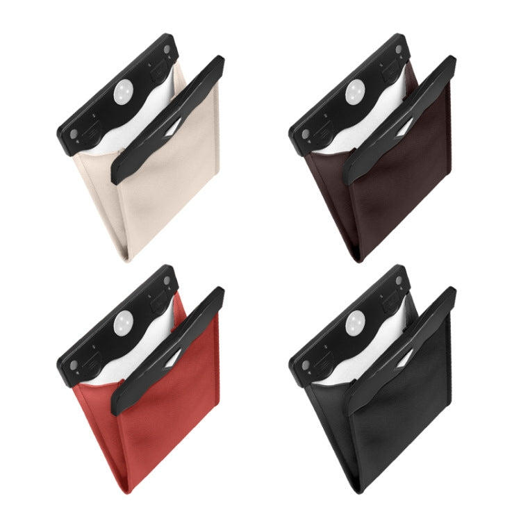 Car trash storage bag set in four colors: black, brown, beige, and red