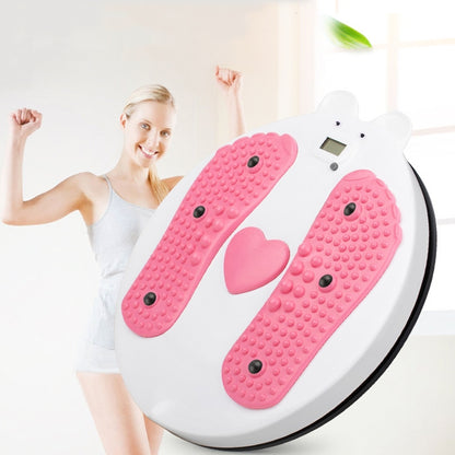 Bear-shaped twisting fitness machine with pink textured footpads on white base
