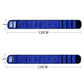 Vibration belt size view: 120cm length and 13cm width, blue with black trim.