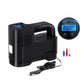 Portable electric car air pump with digital display and blue light pointer, black