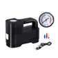 Portable electric car air pump with pressure gauge, black body and USB power cable