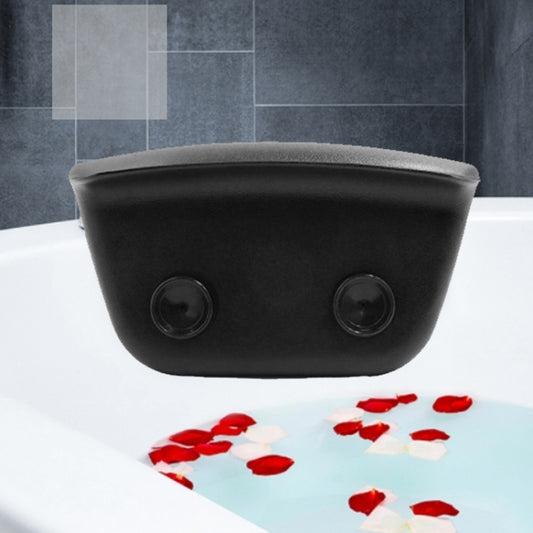Black contoured bathtub head pillow with two round suction cups