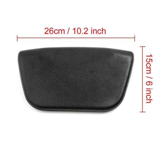 Black contoured bathtub head pillow, approx 10.2 in by 6 in