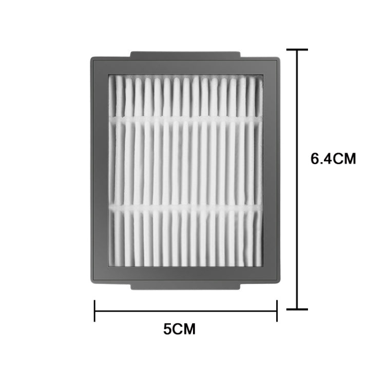 Robot vacuum Hypa filter size 5cm wide and 6.4cm high, pleated white media