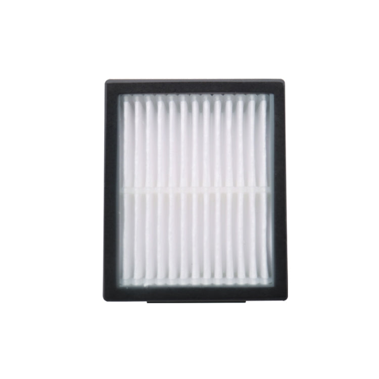 Robot vacuum Hypa filter with white pleated media in black square frame