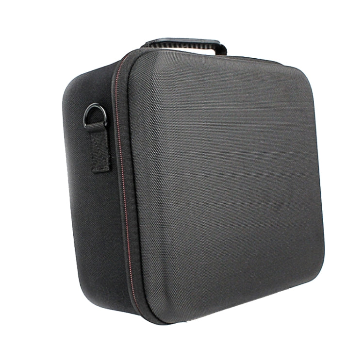 Gray hard shell storage bag with top handle and zipper closure, compact cube