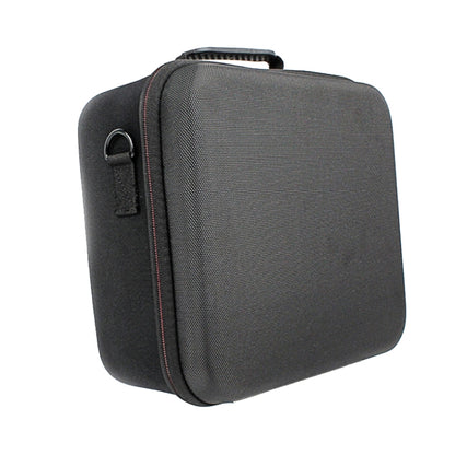 Gray hard shell storage bag with top handle and zipper closure, compact cube
