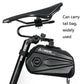 Black bicycle seat with mounting bracket and zip tail bag