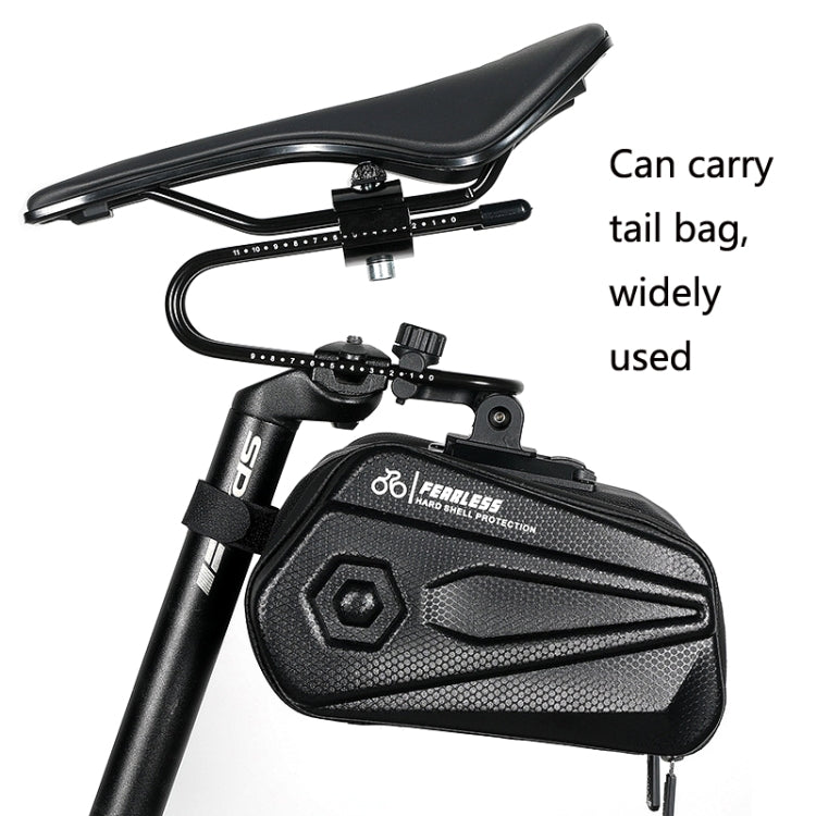 Black bicycle seat with mounting bracket and zip tail bag