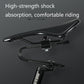 Black bicycle seat cushion with side adjustment rails and central shock knob