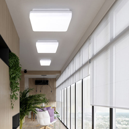 Multiple rectangular LED ceiling lamps with frosted diffusers, white, flush-mount