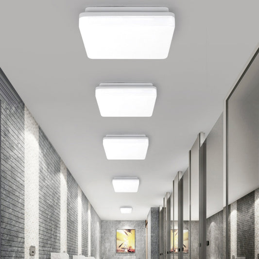 Rectangular LED ceiling lamp with frosted diffuser, white, flush-mount