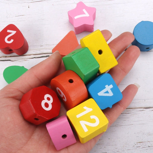 Set of colorful numbered block pieces for children’s number clock puzzle