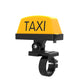 Yellow TAXI motorcycle warning light with black mounting bracket and handlebar clip