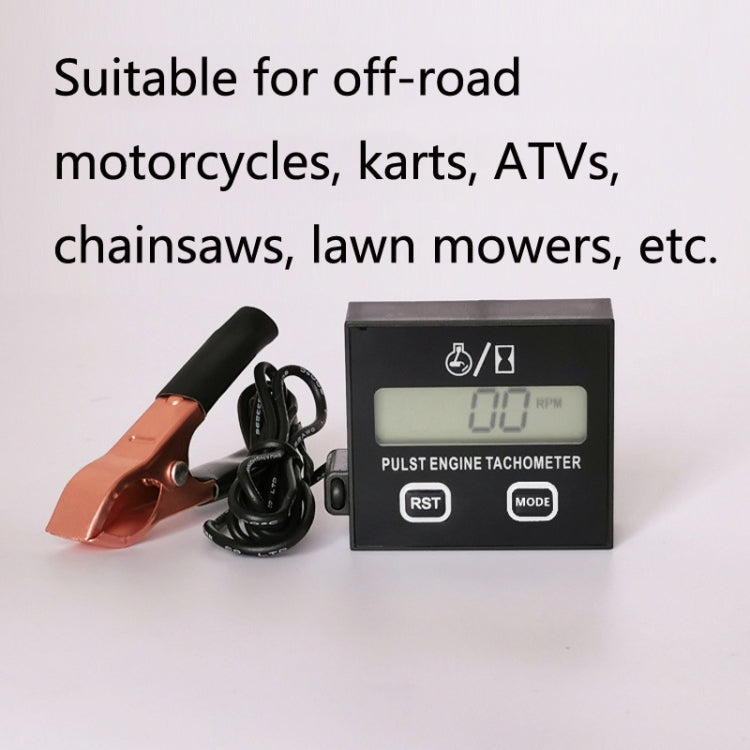 Pulse engine tachometer kit with induction clamp sensor cable and LCD RPM display