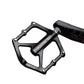 Black aluminum bicycle platform pedal with PROMEND logo and threaded axle end