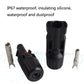 MC4 solar connector set with black housings, sealing cap, and crimp pins