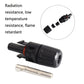 MC4 solar connector with black housing, red seal ring, and silver crimp pin