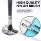 Close-up nylon paint brush with silver ferrule and dense synthetic bristles