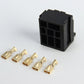 Black 5-pin relay socket with open pin slots and brass crimp terminals, set of 20