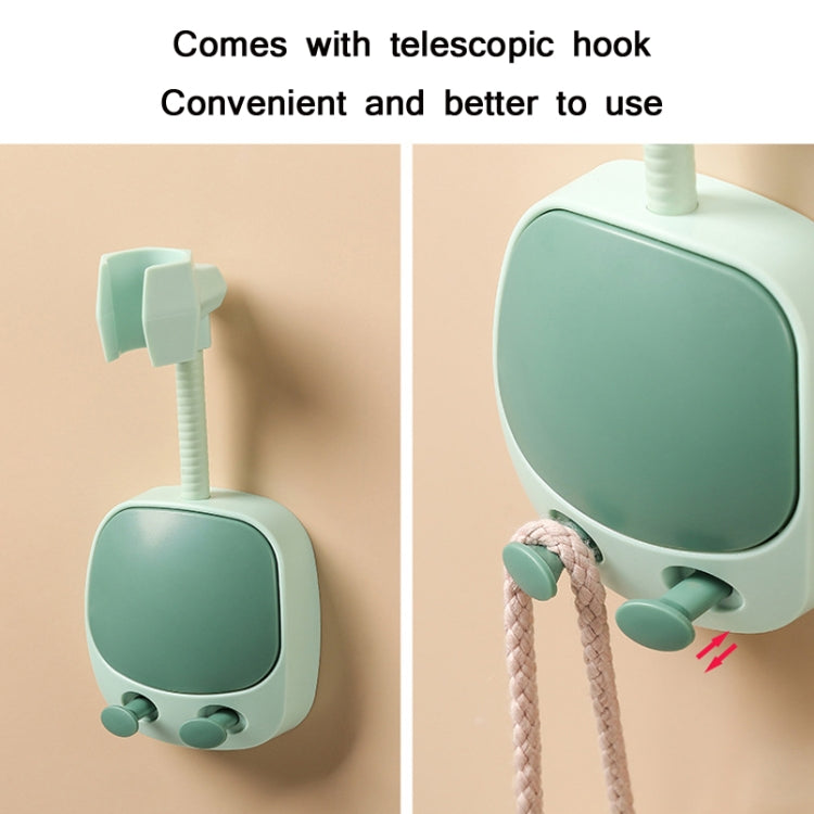 Mint green shower head fixing bracket with telescopic hook for hanging accessories