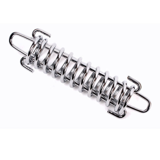 Steel spring rope buckle with two U hooks and coiled metal body