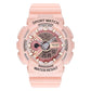 Pink silicone sport digital watch with gold-tone bezel, sporty multi-function dial