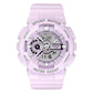 Light purple silicone waterproof sport watch with silver-tone bezel and skeleton dial