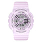 Light purple silicone waterproof sport watch with silver bezel and purple digital readout