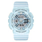 Light blue waterproof luminous digital sport watch with LCD time display on dial