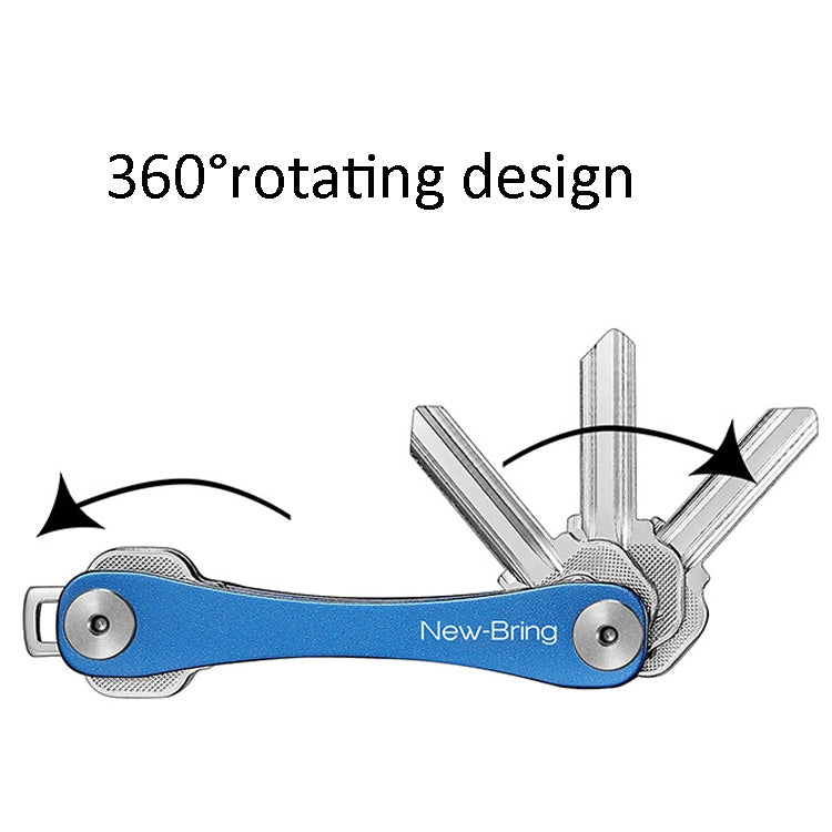 Blue metal folding emergency tool keychain with multiple key blades