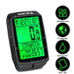 Waterproof bike computer with green screen in case, anti-fall mount icons shown