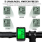 Bike speedometer with green LCD and handlebar mount, five-language display support