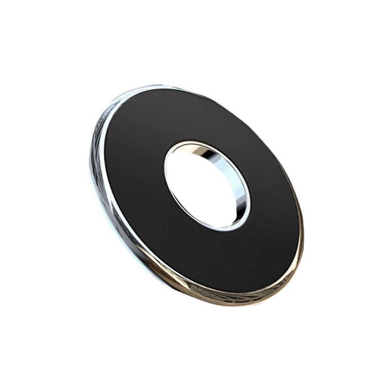 Round magnetic car phone holder, black base with shiny chrome rim