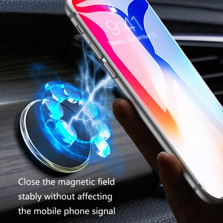 Round magnetic car phone holder with glowing magnet effect, black and silver