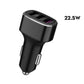 Car USB car charger with three ports, black body, 22.5W power shown