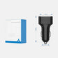 Car USB car charger with three ports, with height and width size measurements